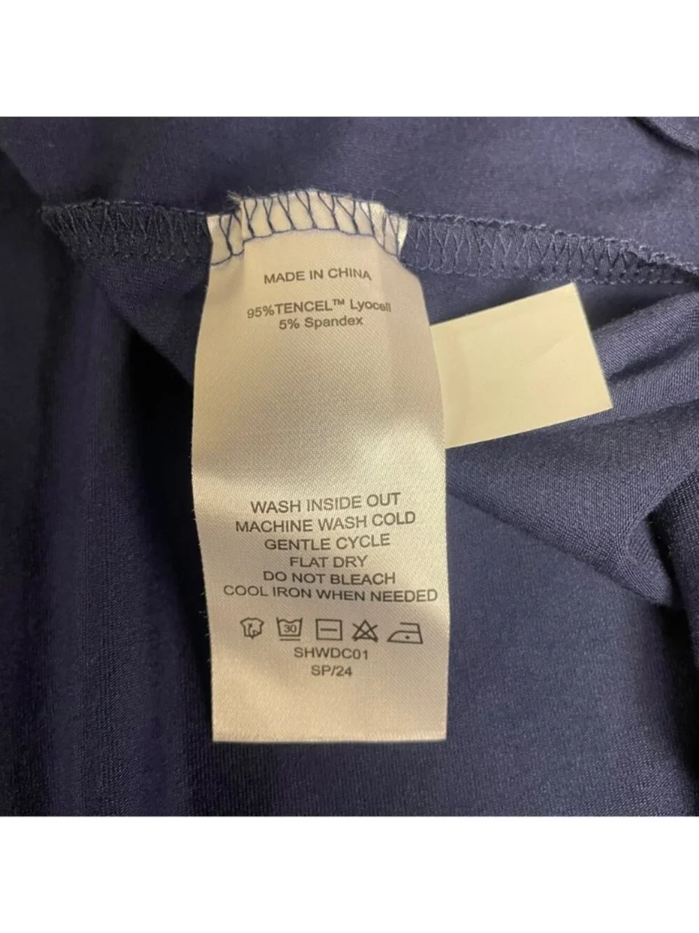 Quince Tencel Jersey Side Tie Midi Dress Navy Blue Sz SM Minimalist Comfort - Picture 7 of 9